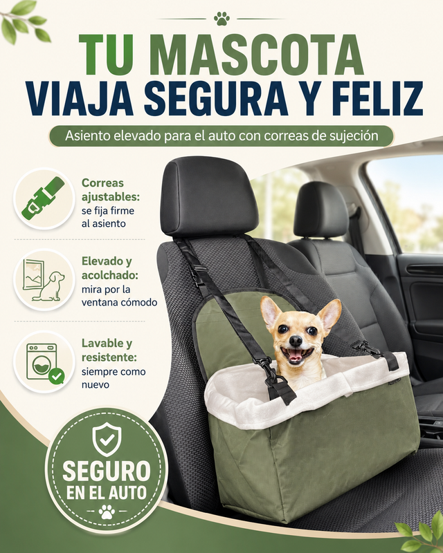 Asiento de Auto para Mascotas — Viajes Seguros y Cómodos