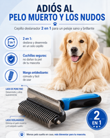 Cepillo Deslanador 2 en 1 para Mascotas — Elimina el Pelo Muerto y los Nudos