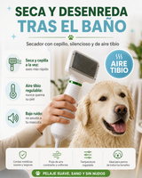 Secador de Pelo para Mascotas — Seca y Desenreda Tras el Baño