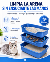 Arenero para Gatos con 3 Bandejas — Limpieza Fácil y Sin Olores