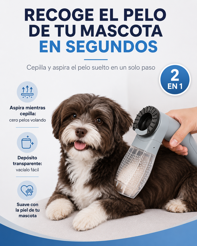 Aspiradora Quita Pelos para Mascotas — Recoge el Pelo de Muebles en Segundos