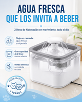Fuente de Agua para Mascotas 2L — Agua Fresca y en Movimiento Todo el Día
