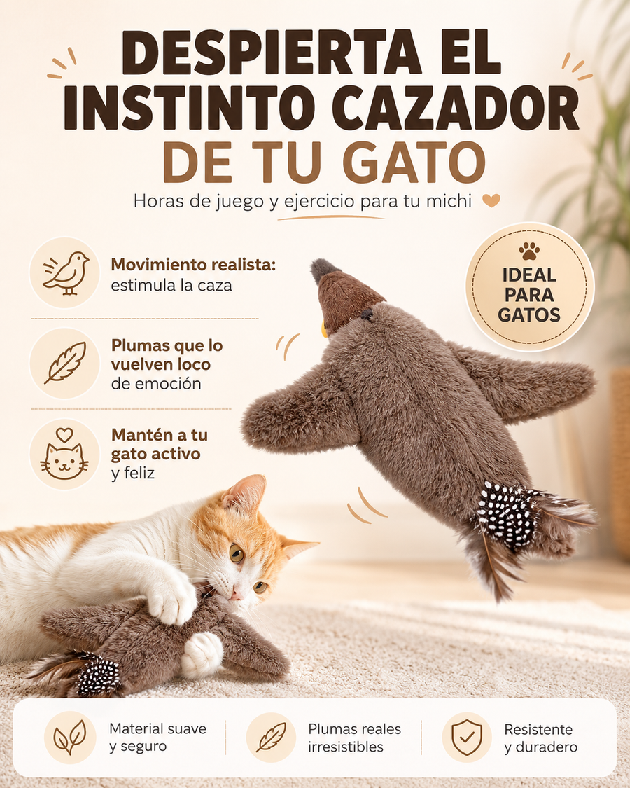 Juguete Interactivo Pájaro Volador para Gatos — Despierta su Instinto Cazador