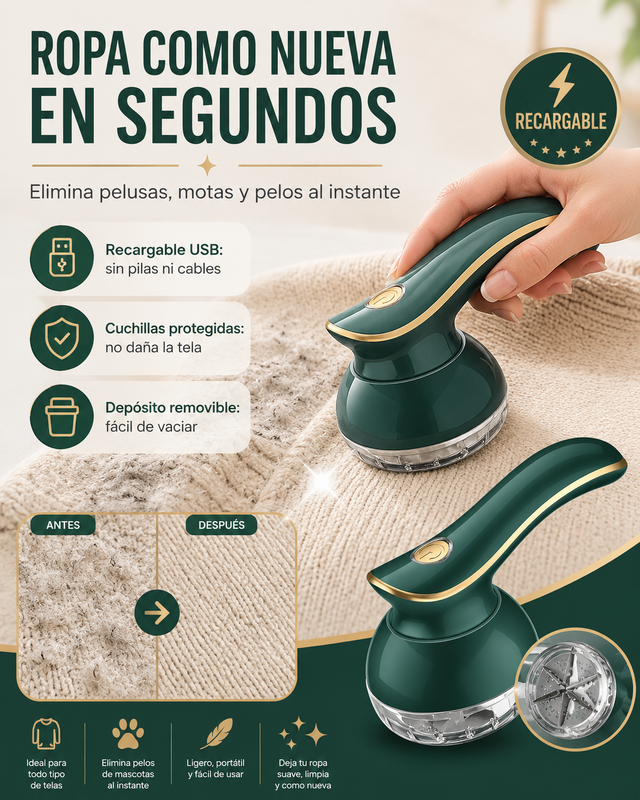 Removedor Eléctrico de Pelusas y Pelos — Ropa y Muebles Como Nuevos