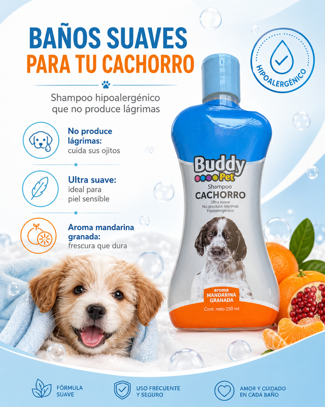 Shampoo para Cachorros — Pelo Suave, Limpio y con Rico Aroma